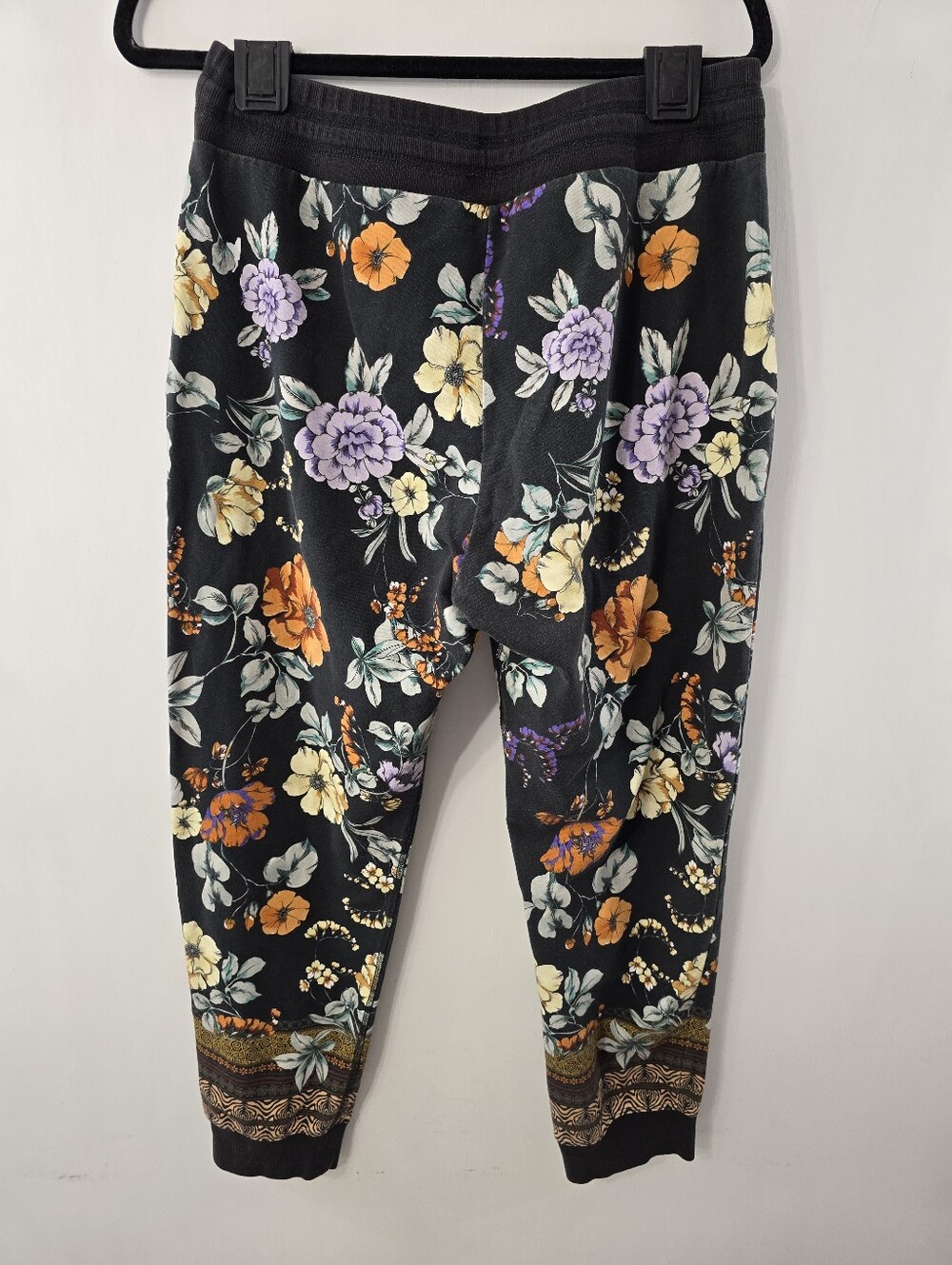 JWLA Johnny Was Golden Spring French Terry Jogger Floral Mixed Media Pants Sz L - Picture 9 of 13